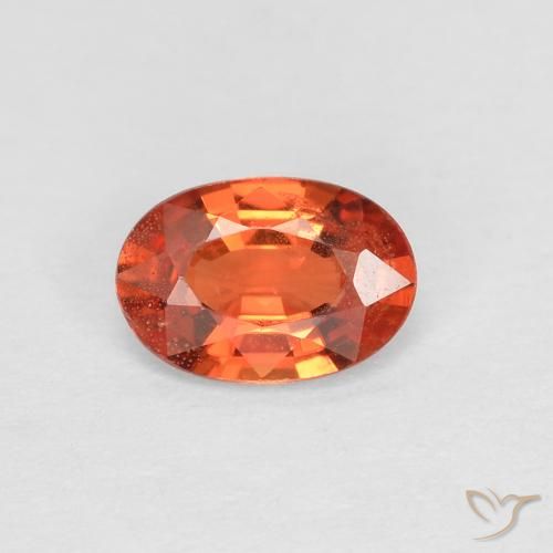 Zaffiro Arancione rossastra naturale da 0.49 ct, Ovale, VS