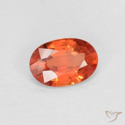 Zaffiro Arancione rossastra naturale da 0.49 ct, Ovale, VS
