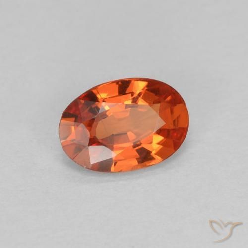 Zaffiro Arancione rossastra naturale da 0.43 ct, Ovale, VVS-VS