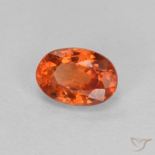 Zaffiro Arancione rossastra naturale da 0.67 ct, Ovale, VVS-VS