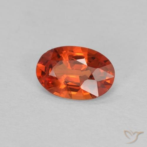 Zaffiro Arancione rossastra naturale da 0.47 ct, Ovale, VVS-VS