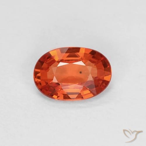 Zaffiro Rosso arancione naturale da 0.46 ct, Ovale, VVS