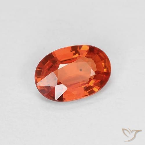 Zaffiro Rosso arancione naturale da 0.46 ct, Ovale, VVS
