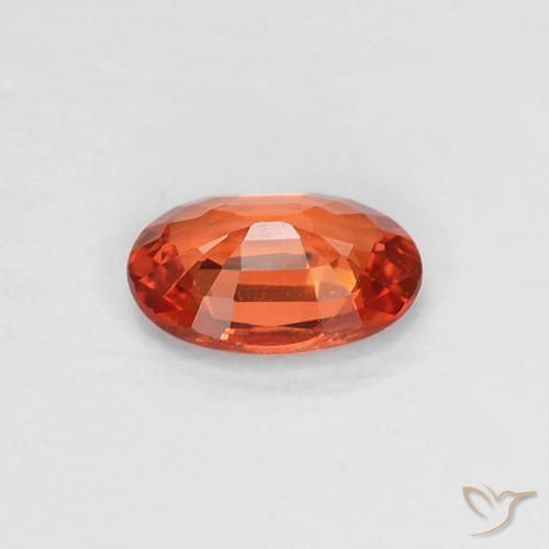 Zaffiro Rosso arancione naturale da 0.46 ct, Ovale, VVS