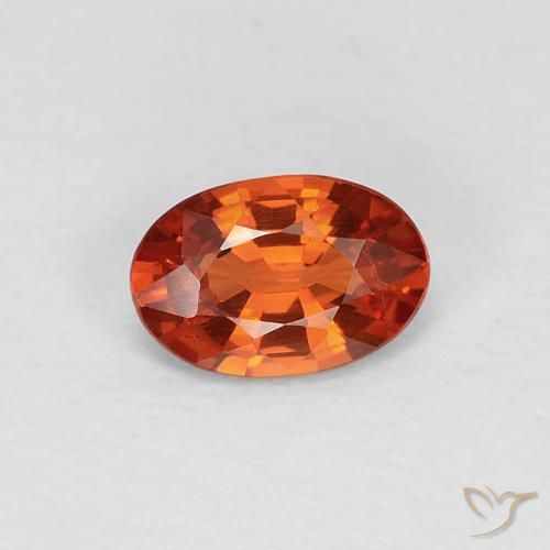 Zaffiro Rosso arancione naturale da 0.49 ct, Ovale, VVS