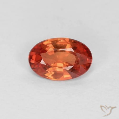 Zaffiro Rosso arancione naturale da 0.46 ct, Ovale, VVS