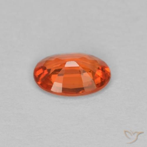 Zaffiro Arancione rossastra naturale da 0.40 ct, Ovale, VVS