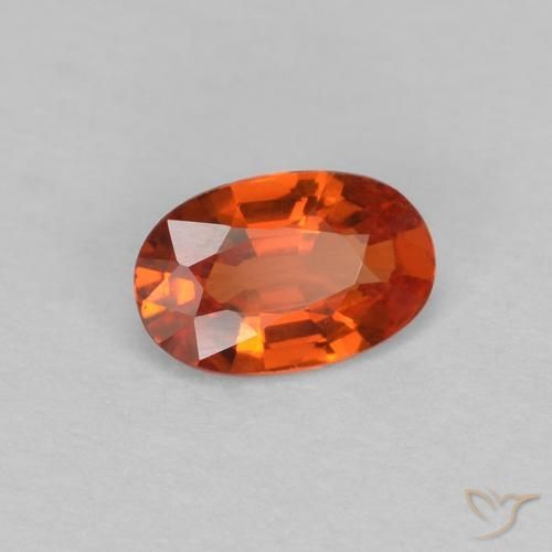 Zaffiro Arancione rossastra naturale da 0.46 ct, Ovale, VVS