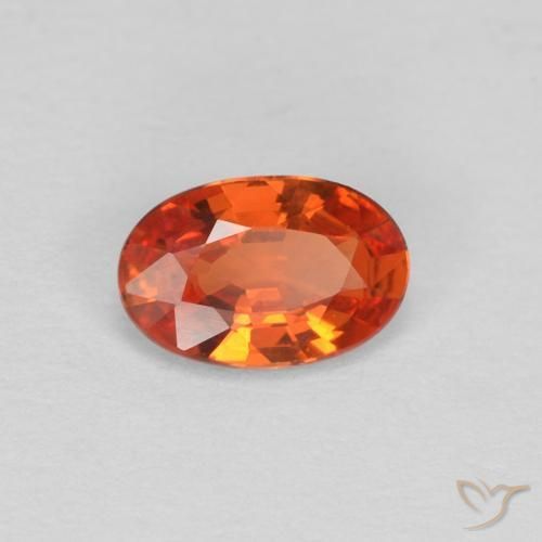 Zaffiro Arancione rossastra naturale da 0.45 ct, Ovale, VVS