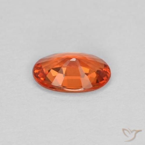 Zaffiro Arancione rossastra naturale da 0.45 ct, Ovale, VVS