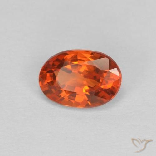 Zaffiro Arancione rossastra naturale da 0.59 ct, Ovale, VVS