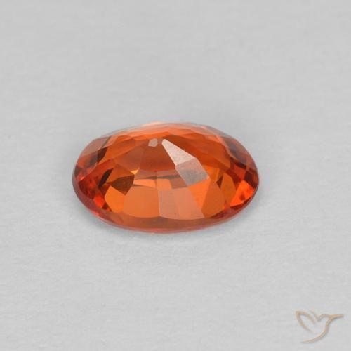 Zaffiro Arancione rossastra naturale da 0.59 ct, Ovale, VVS