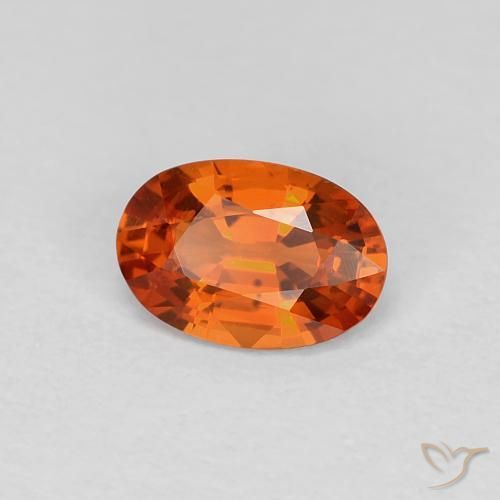 Zaffiro Arancione rossastra naturale da 0.60 ct, Ovale, VVS