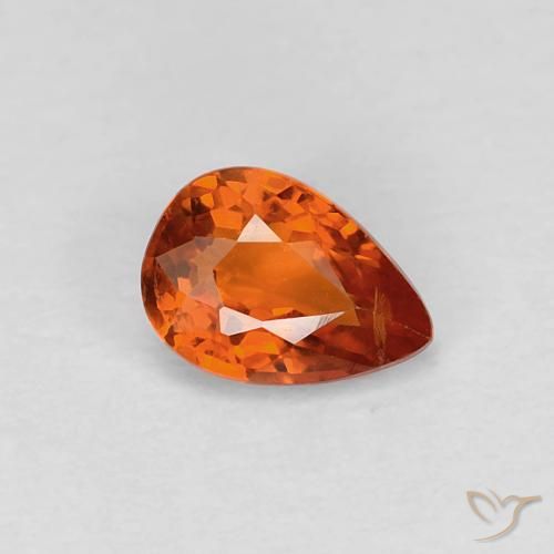 0.60ct Naturale Arancio Medio Zaffiro, Forma a pera, VVS-VS