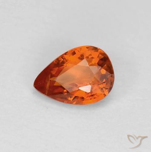 Zaffiro Arancio Medio naturale da 0.60 ct, Forma a pera, VVS-VS