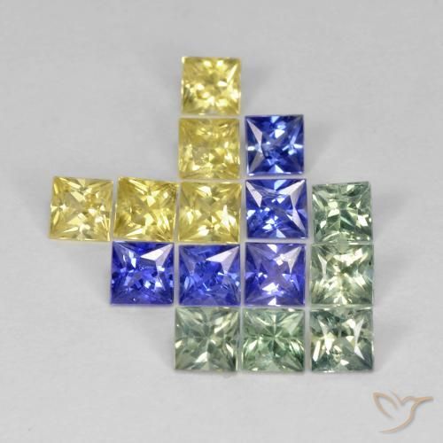 Gemme di Zaffiro Multicolore naturale da 2.75 ct, Quadrato, VS