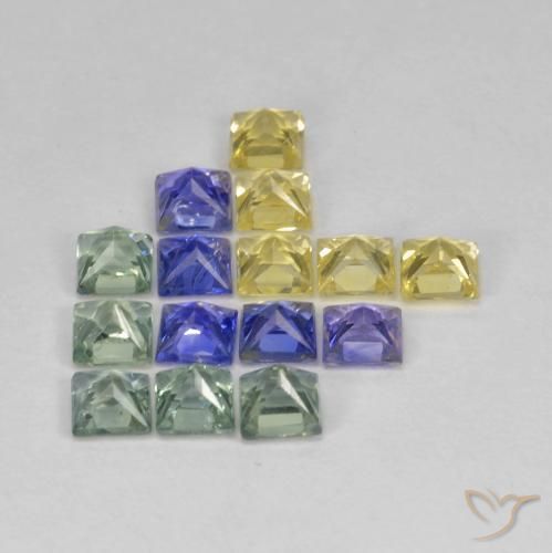 Gemme di Zaffiro Multicolore naturale da 2.75 ct, Quadrato, VS