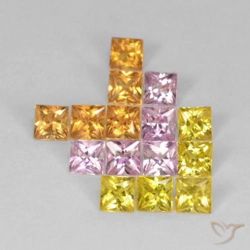 Gemme di Zaffiro Multicolore naturale da 1.92 ct, Quadrato, VS