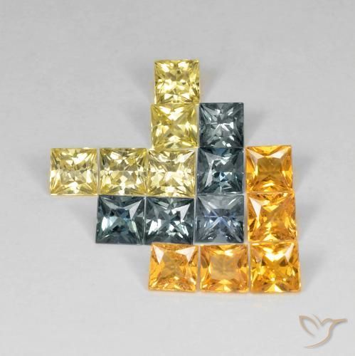 Gemme di Zaffiro Multicolore naturale da 4.52 ct, Quadrato, VS
