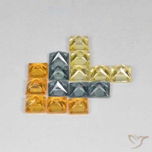 Gemme di Zaffiro Multicolore naturale da 4.52 ct, Quadrato, VS