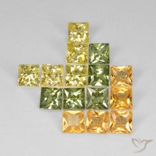 Gemme di Zaffiro Multicolore naturale da 3.65 ct, Quadrato, VS