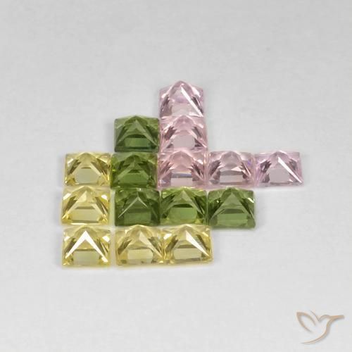 Gemme di Zaffiro Multicolore naturale da 3.68 ct, Quadrato, VS