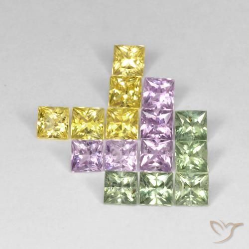 Gemme di Zaffiro Multicolore naturale da 3.40 ct, Quadrato, VS
