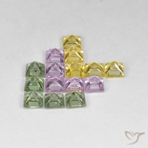 Gemme di Zaffiro Multicolore naturale da 3.40 ct, Quadrato, VS
