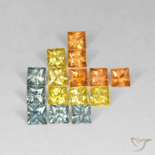 Gemme di Zaffiro Multicolore naturale da 1.99 ct, Quadrato, VS