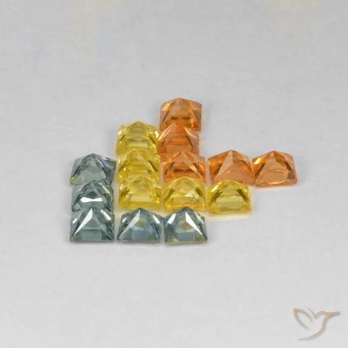 Gemme di Zaffiro Multicolore naturale da 1.99 ct, Quadrato, VS
