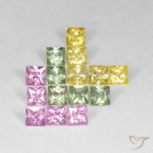 Gemme di Zaffiro Multicolore naturale da 2.93 ct, Quadrato, VS