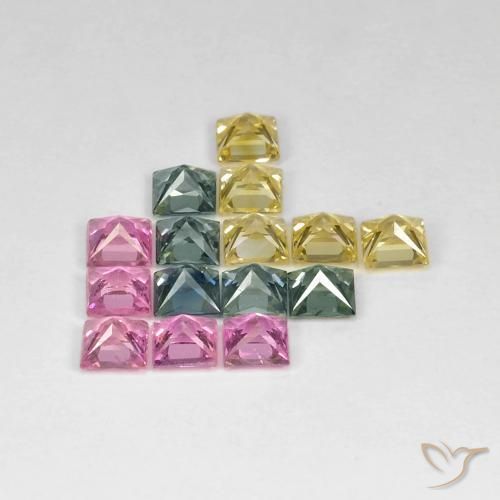 Gemme di Zaffiro Multicolore naturale da 4.26 ct, Quadrato, VS