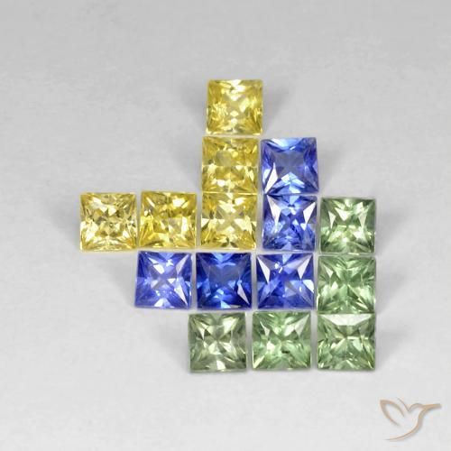 Gemme di Zaffiro Multicolore naturale da 2.99 ct, Quadrato, VS