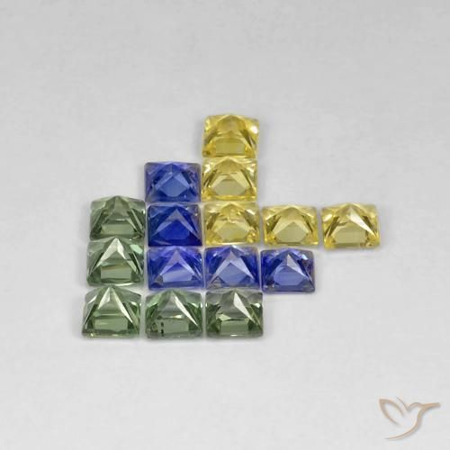 Gemme di Zaffiro Multicolore naturale da 2.99 ct, Quadrato, VS