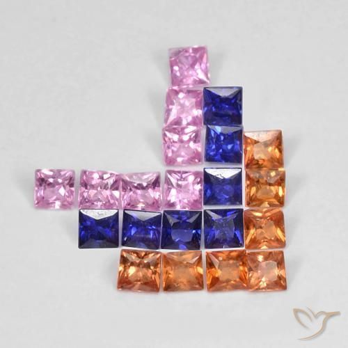 Gemme di Zaffiro Multicolore naturale da 1.53 ct, Quadrato, VS