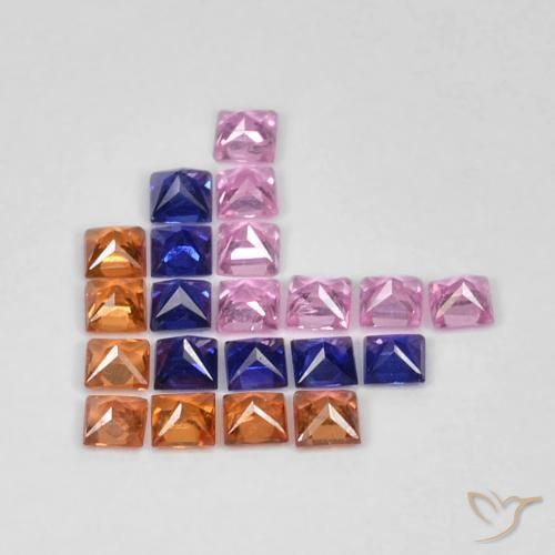 Gemme di Zaffiro Multicolore naturale da 1.53 ct, Quadrato, VS