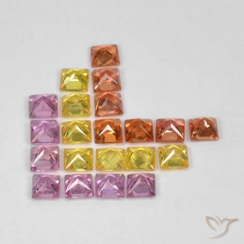 Gemme di Zaffiro Multicolore naturale da 1.62 ct, Quadrato, VS
