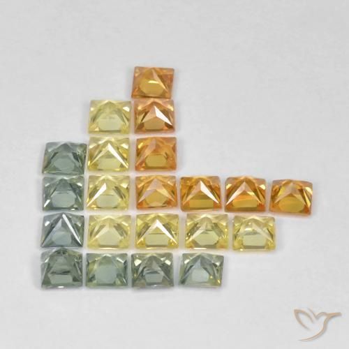 Gemme di Zaffiro Multicolore naturale da 3.07 ct, Quadrato, VS
