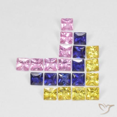 Gemme di Zaffiro Multicolore naturale da 1.66 ct, Quadrato, VS