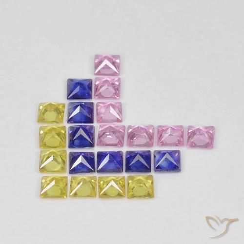 Gemme di Zaffiro Multicolore naturale da 1.66 ct, Quadrato, VS