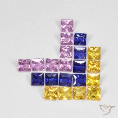 Gemme di Zaffiro Multicolore naturale da 1.53 ct, Quadrato, VS