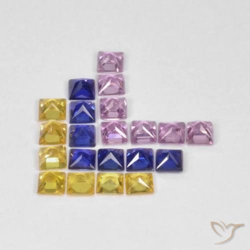Gemme di Zaffiro Multicolore naturale da 1.53 ct, Quadrato, VS