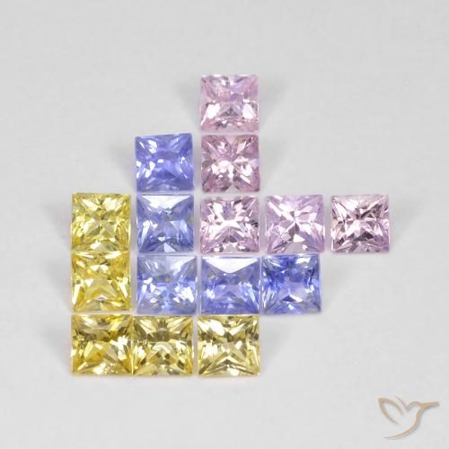 Gemme di Zaffiro Multicolore naturale da 2.72 ct, Quadrato, VS