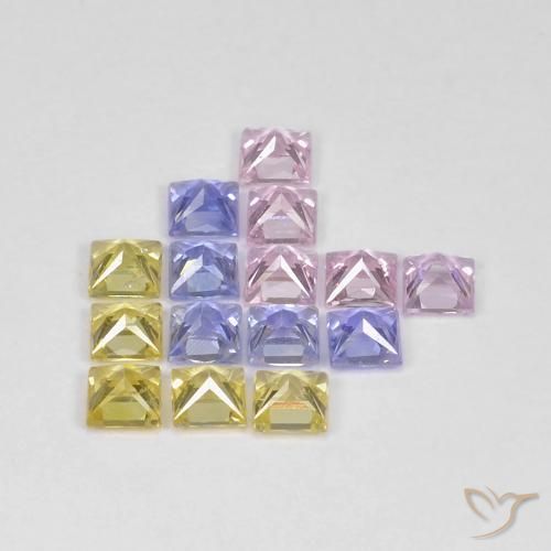 Gemme di Zaffiro Multicolore naturale da 2.72 ct, Quadrato, VS