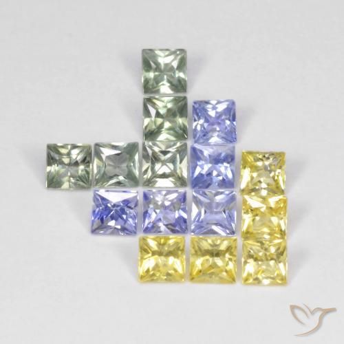 Gemme di Zaffiro Multicolore naturale da 2.72 ct, Quadrato, VS