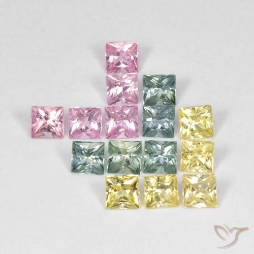Gemme di Zaffiro Multicolore naturale da 2.66 ct, Quadrato, VS