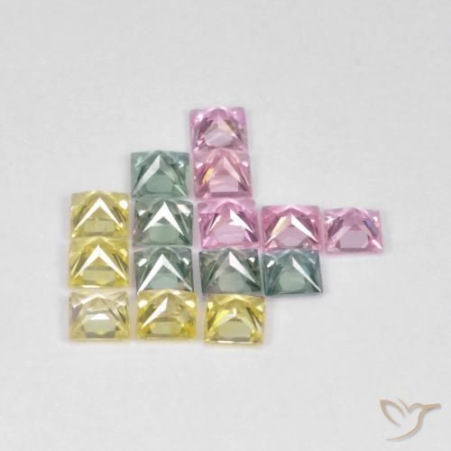 Gemme di Zaffiro Multicolore naturale da 2.66 ct, Quadrato, VS