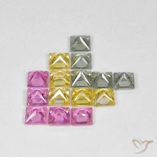Gemme di Zaffiro Multicolore naturale da 3.26 ct, Quadrato, VS