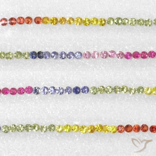 Gemme di Zaffiro Multicolore naturale da 5.27 ct, Rotondo, VS