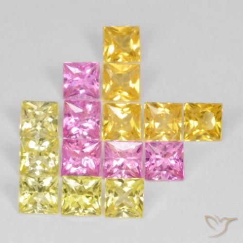 Gemme di Zaffiro Multicolore naturale da 4.09 ct, Quadrato, VS